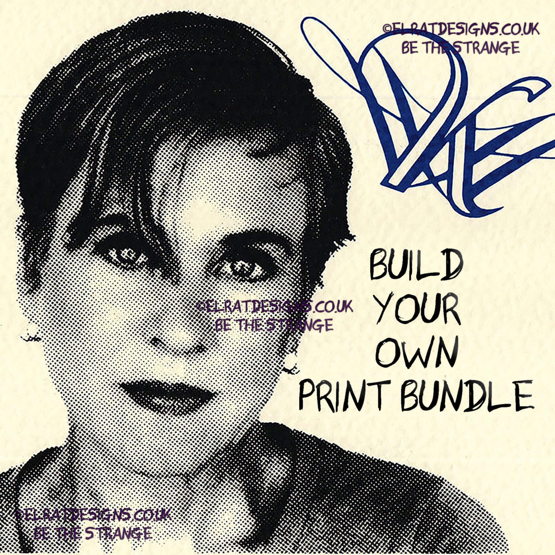 Kristin Hersh - build your own Art Print Bundle, Buy more to save more - Halftone Portrait, hand printed screen print with KH logo, by ElRat designs - elratdesigns.co.uk