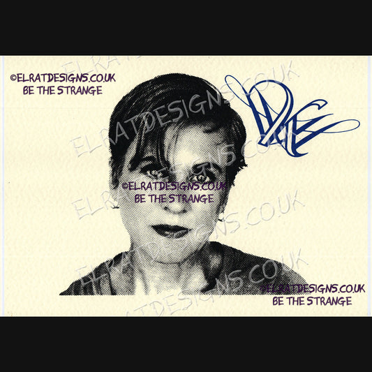 Kristin Hersh - Halftone Portrait, hand printed screen print with KH logo, by ElRat designs - gallery-skip - elratdesigns.co.uk