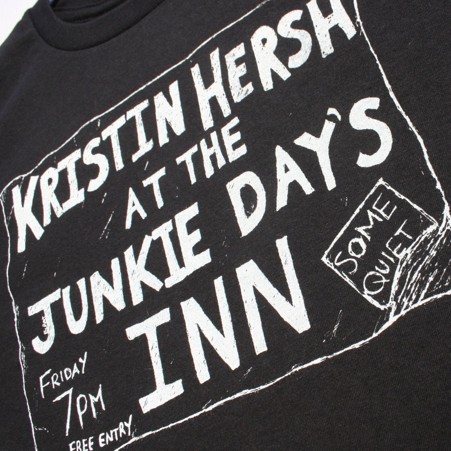 Kristin Hersh, Junkie Days Inn, Palmetto tee - Black T-Shirt with White print - ElRat/Hersh - ElRatDesigns - T Shirt