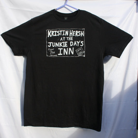Kristin Hersh, Junkie Days Inn, Palmetto tee - Black T-Shirt with White print - ElRat/Hersh - ElRatDesigns - T Shirt