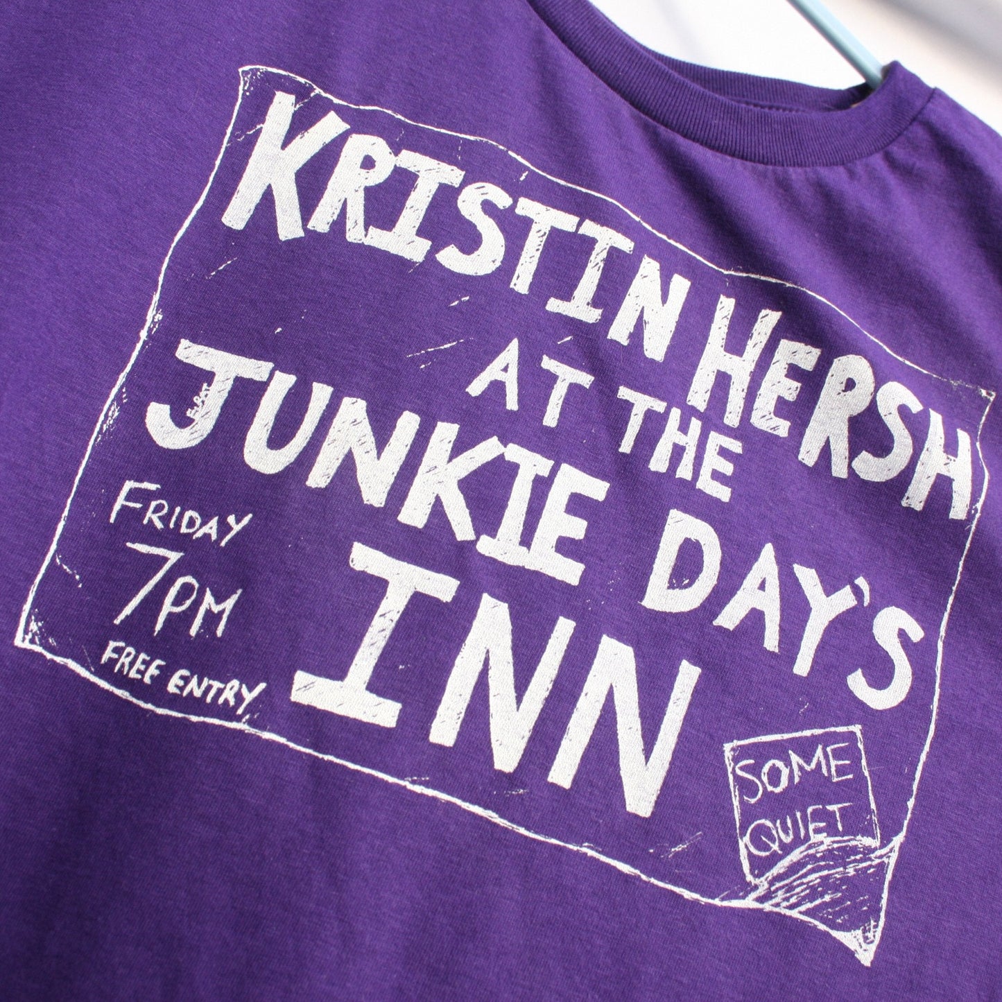 Kristin Hersh, Junkie Days Inn, Palmetto tee - Purple T-Shirt with White print - ElRat/Hersh - ElRatDesigns - T Shirt