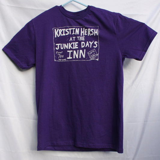 Kristin Hersh, Junkie Days Inn, Palmetto tee - Purple T-Shirt with White print - ElRat/Hersh - ElRatDesigns - T Shirt