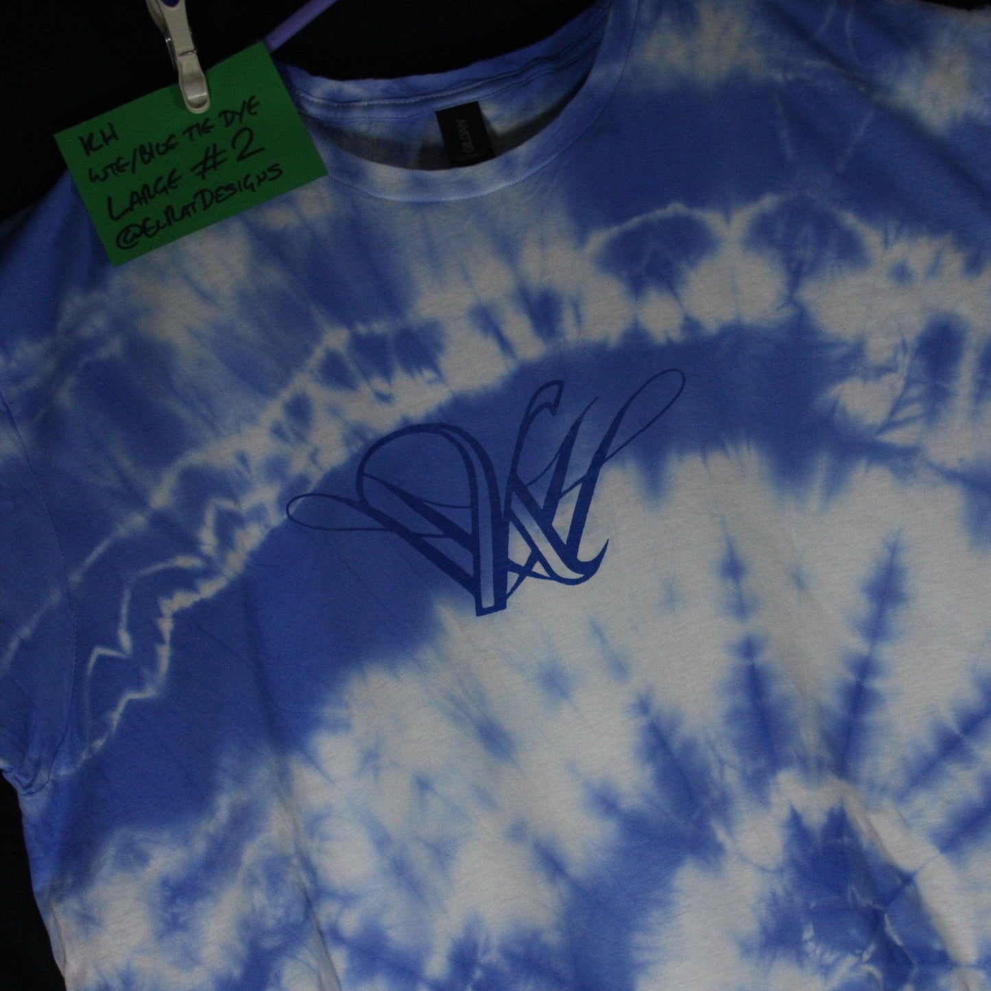 Kristin Hersh logo - ONE OFF White/Blue Tie-Dye Large (#2) ***MISPRINT*** - ElRatDesigns - T Shirt