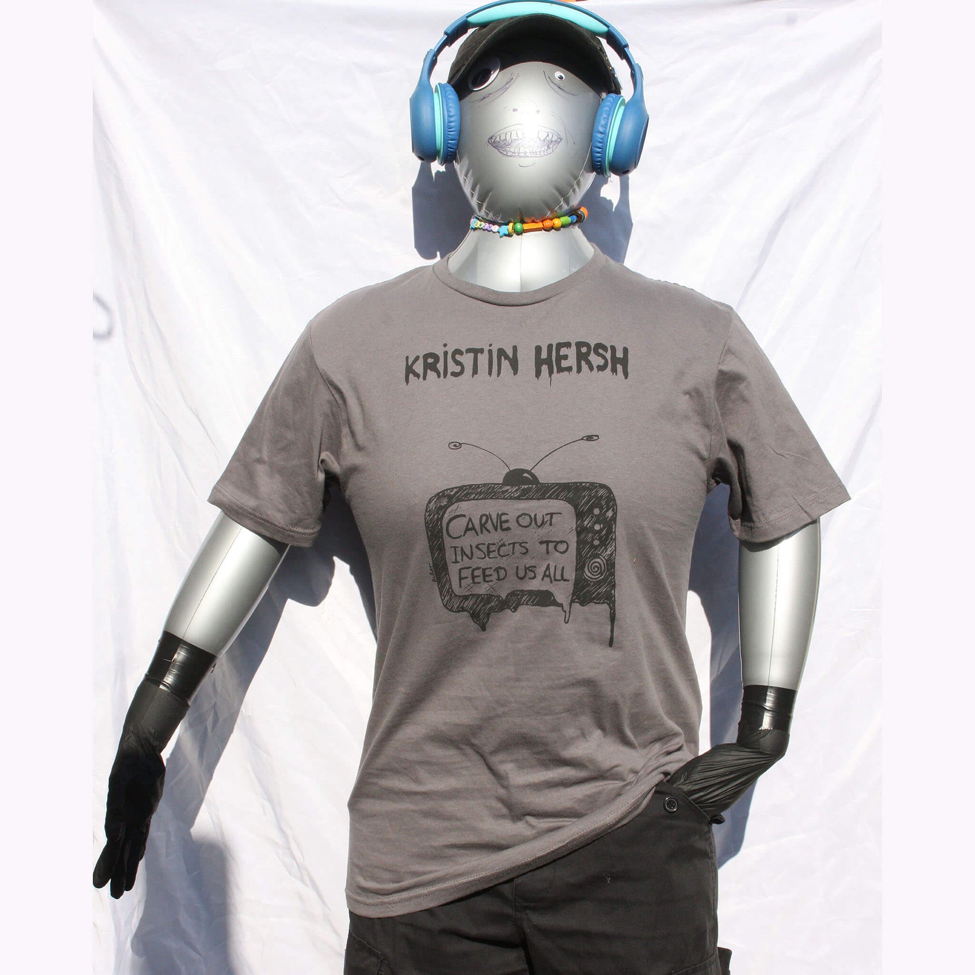 Kristin Hersh, 'Mississippi Kite' Painted TV tee - Screen printed t-shirt charcoal black