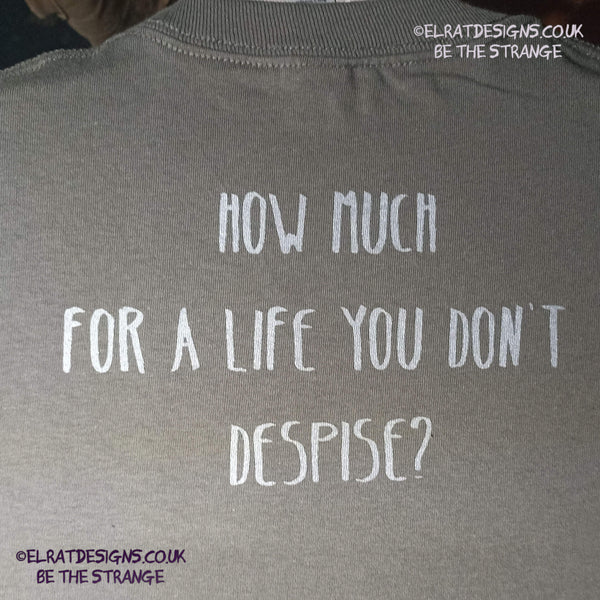 Kristin Hersh, Silver Sun, ElRat hand drawn Spiral sun printed in Silver, Back Print "How much for a life you don't despise?". hand pulled screen print with eco friendly water based ink. only from elratdesigns.co.uk - hero