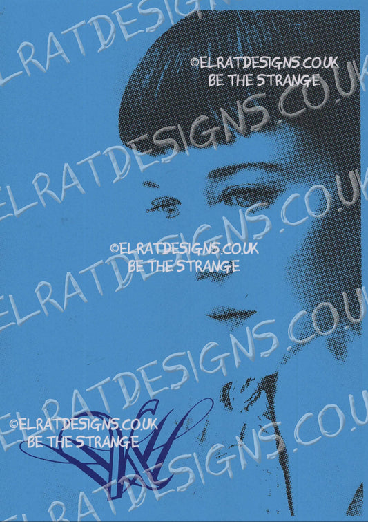 Kristin Hersh - Sunny Border Blue SBB Album Halftone Portrait, hand printed screen print with KH logo, by ElRat designs - hero - elratdesigns.co.uk