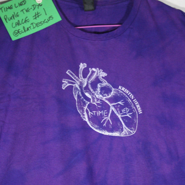 Kristin Hersh, 'Time Lied' anatomical heart tee - Purple Tie-Dye T-Shirt with White print ***MISPRINT*** - ElRatDesigns