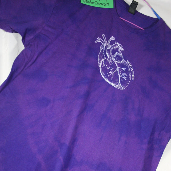 Kristin Hersh, 'Time Lied' anatomical heart tee - Purple Tie-Dye T-Shirt with White print ***MISPRINT*** - ElRatDesigns