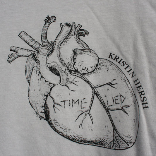 Kristin Hersh, 'Time Lied' anatomical heart tee - White T-Shirt with Black print - ElRat/Hersh - ElRatDesigns - T Shirt