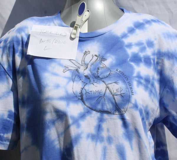 Kristin Hersh, 'Time Lied' anatomical heart tee - White/Blue Tie - Dye T - Shirt Large (#2)***MISPRINT*** - ElRatDesigns