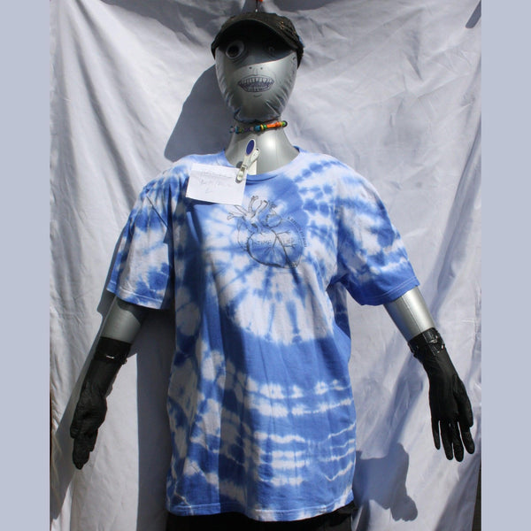 Kristin Hersh, 'Time Lied' anatomical heart tee - White/Blue Tie - Dye T - Shirt Large (#2)***MISPRINT*** - ElRatDesigns
