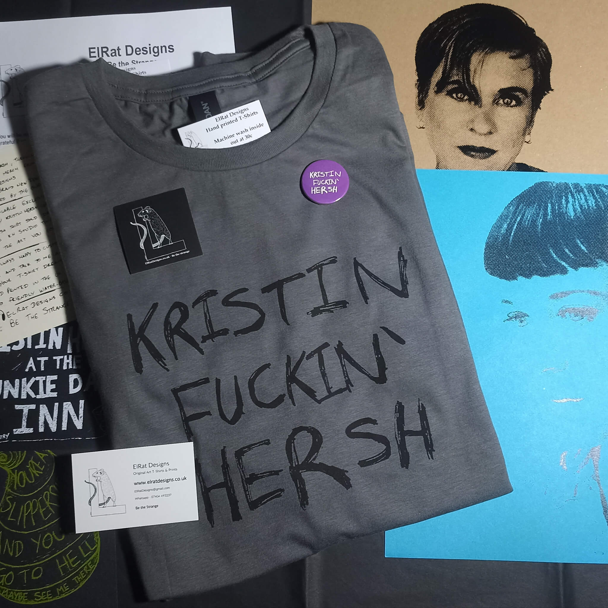 Kristin fn' Hersh hand printed t-shirt from ElRat Designs