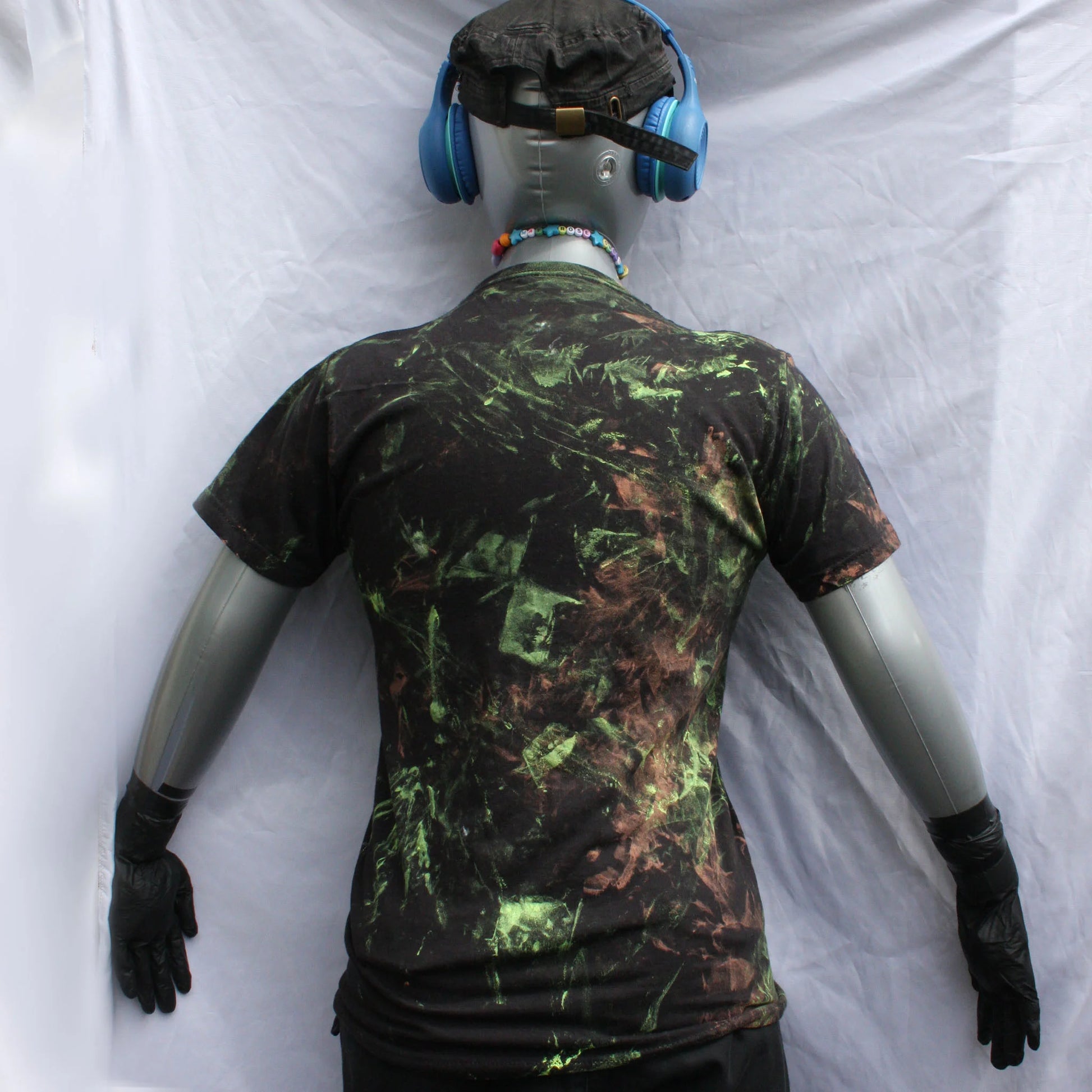 Messy Artist shirt, One of a kind, hand printed art shirt Black/Fluorescent Small MA.BL.S1 | ElRat Designs