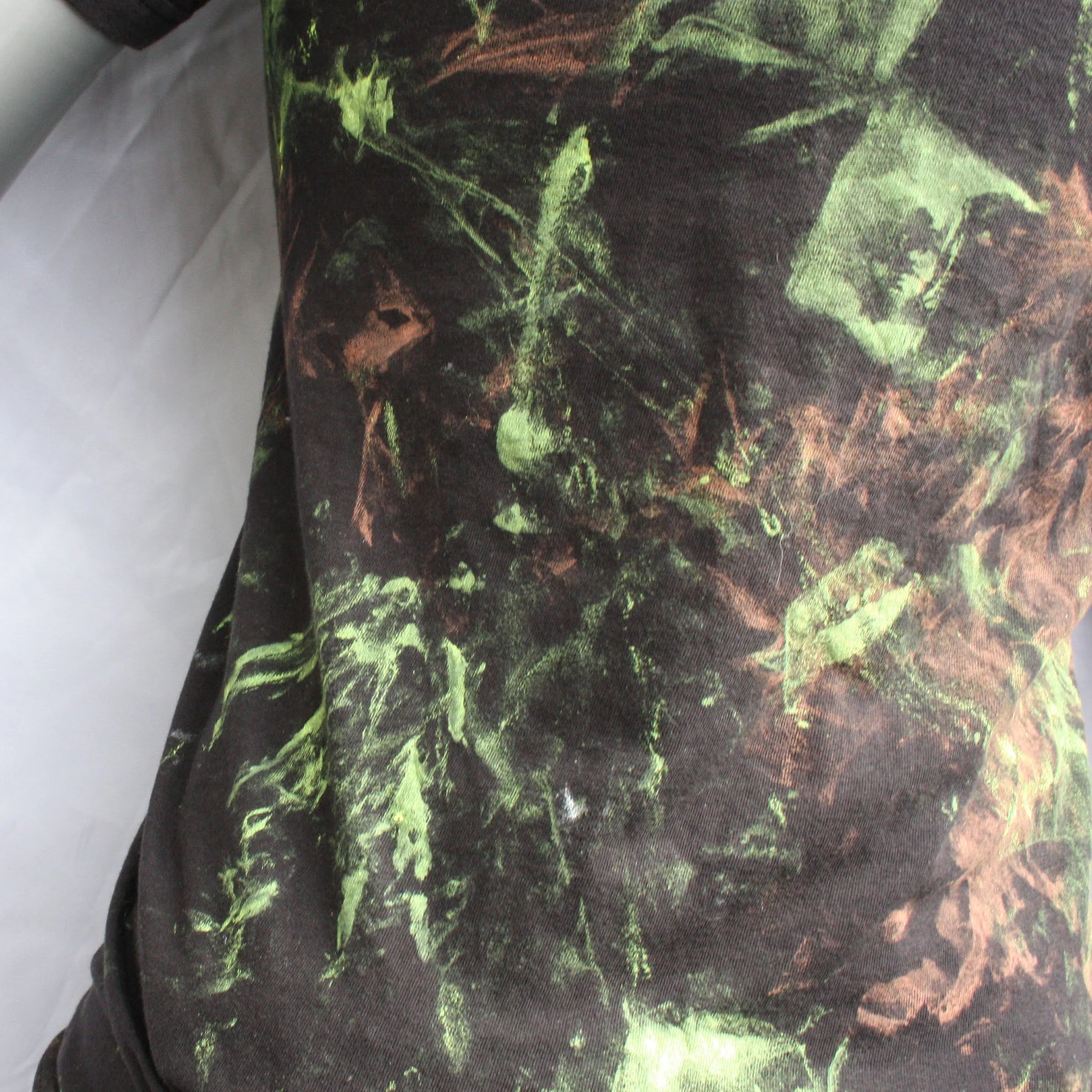 Messy Artist shirt, One of a kind, hand printed art shirt Black/Fluorescent Small MA.BL.S1 | ElRat Designs