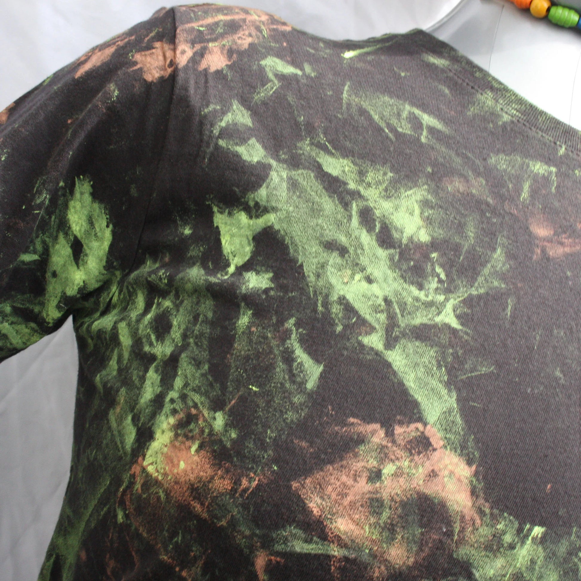 Messy Artist shirt, One of a kind, hand printed art shirt Black/Fluorescent Small MA.BL.S1 | ElRat Designs