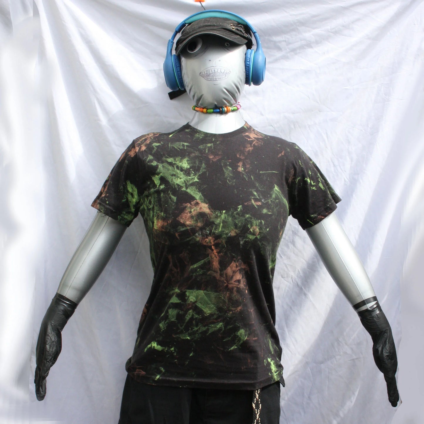 Messy Artist shirt, One of a kind, hand printed art shirt Black/Fluorescent Small MA.BL.S1 | ElRat Designs