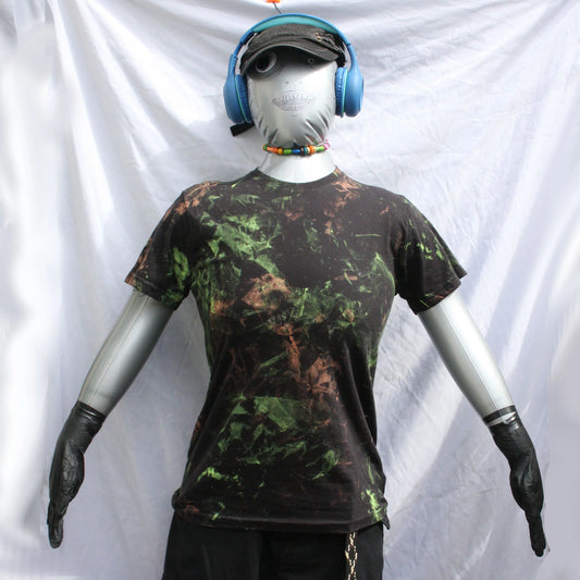 Messy Artist shirt, One of a kind, hand printed art shirt Black/Fluorescent Small MA.BL.S1 | ElRat Designs