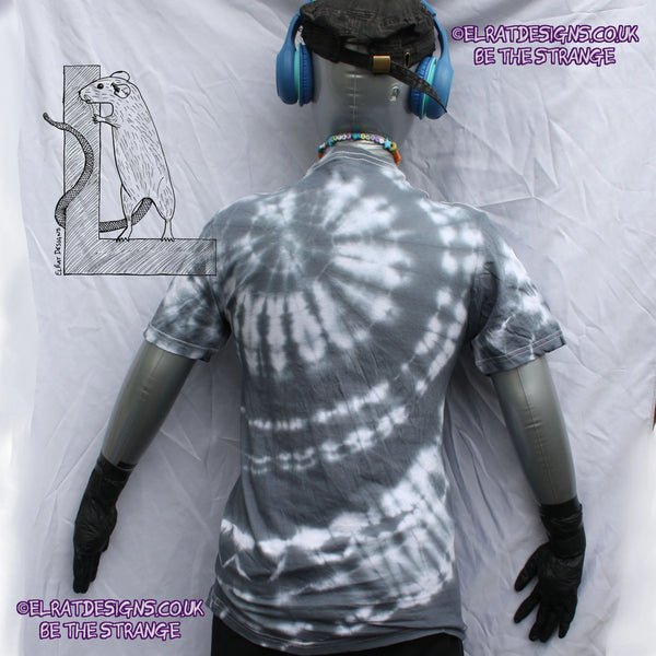 Misprint, Be the Strange Philosophy T-Shirt - ONE OFF White/Black Tie-Dye cotton T-Shirt- Small #1 - ElRat Designs - elratdesigns.co.uk