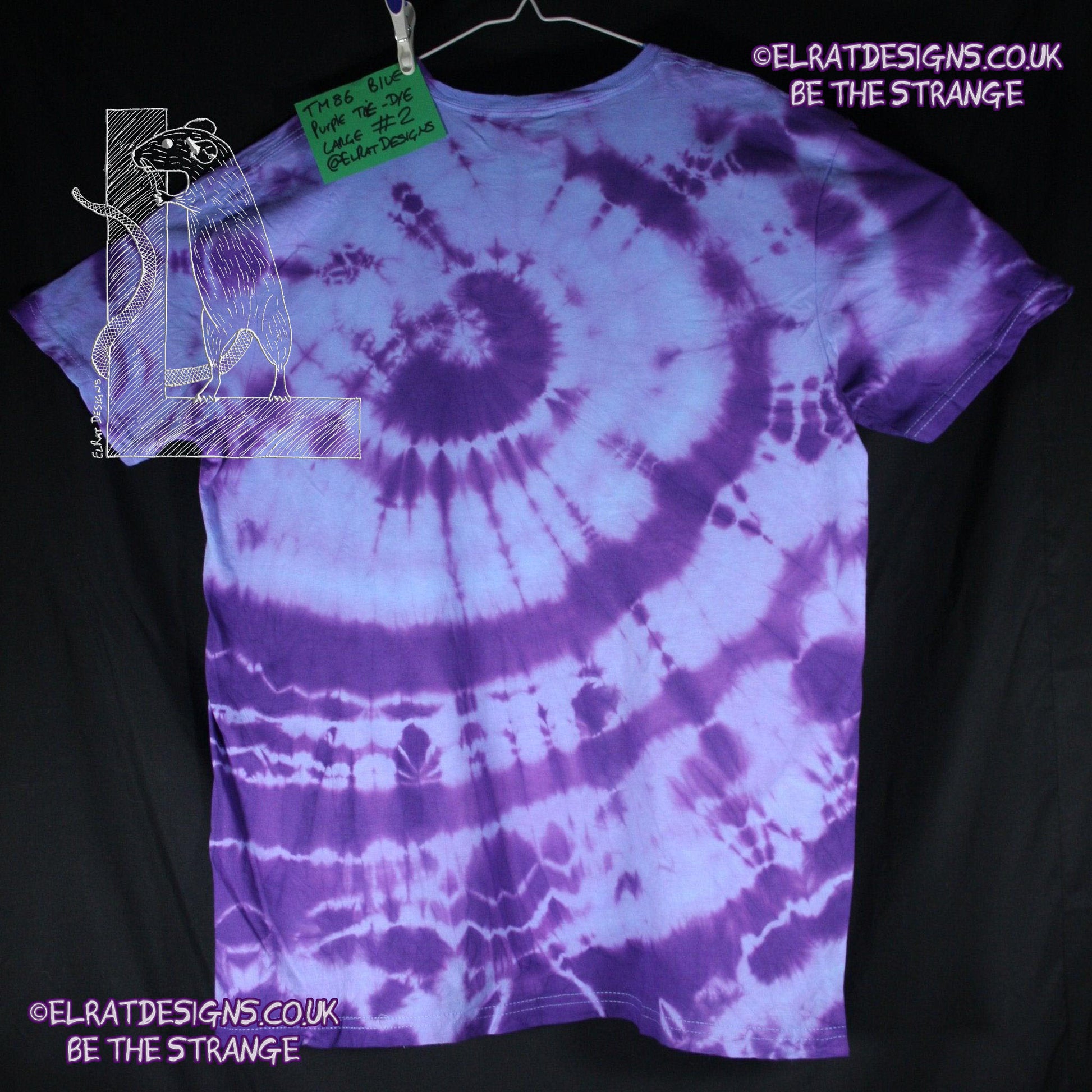 Misprint, Throwing Muses 1986 logo T-Shirt - ONE OFF Blue/Purple Tie-Dye cotton T-Shirt- Large #2 - ElRat Designs - elratdesigns.co.uk