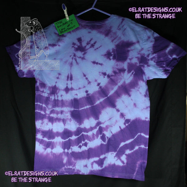 Misprint, Throwing Muses 1986 logo T-Shirt - ONE OFF Blue/Purple Tie-Dye cotton T-Shirt- Large #3 - ElRat Designs - elratdesigns.co.uk