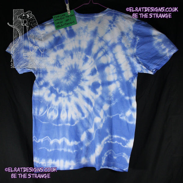 Misprint, Kristin Hersh, 'Time Lied' anatomical heart tee - ONE OFF White/Blue Tie - Dye cotton T-Shirt- Large #1 - ElRat Designs - elratdesigns.co.uk