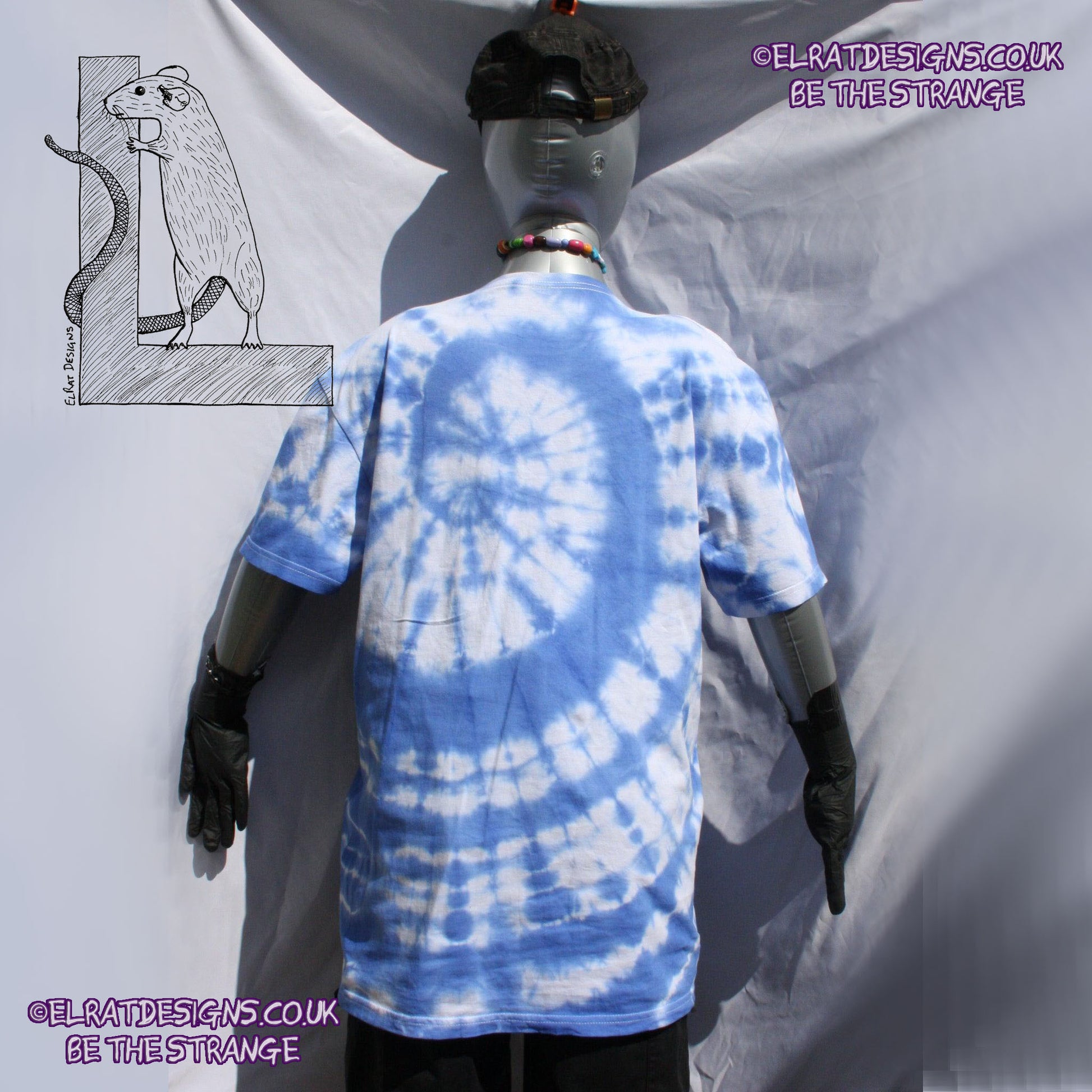Misprint, Kristin Hersh, 'Time Lied' anatomical heart tee - ONE OFF White/Blue Tie - Dye cotton T-Shirt- Large #2 - ElRat Designs - elratdesigns.co.uk