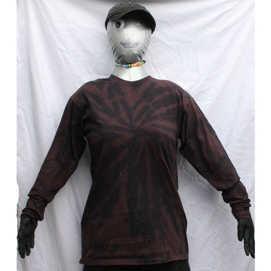 One of a kind Black hand Tied & bleached cotton Long Sleeve shirt, with print of your choice MEDIUM - ElRatDesigns - T Shirt