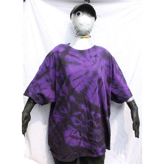 One of a kind Purple/Black hand Tie - dyed heavy cotton shirt, with print of your choice 3X LARGE - ElRatDesigns - T Shirt