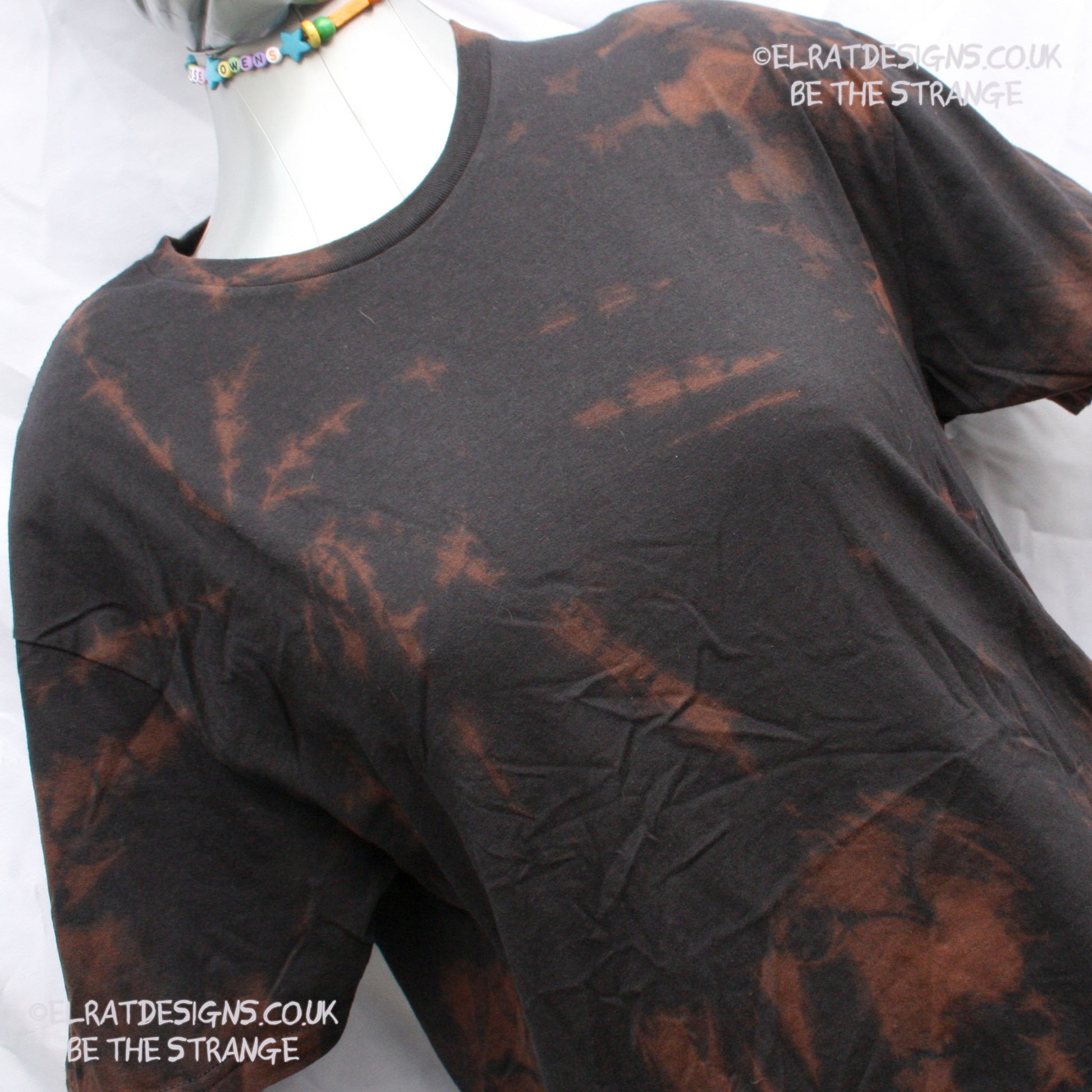 ElRat Designs One of a Kind  black Reverse Tie dye, available plain or with a print - elratdesigns.co.uk