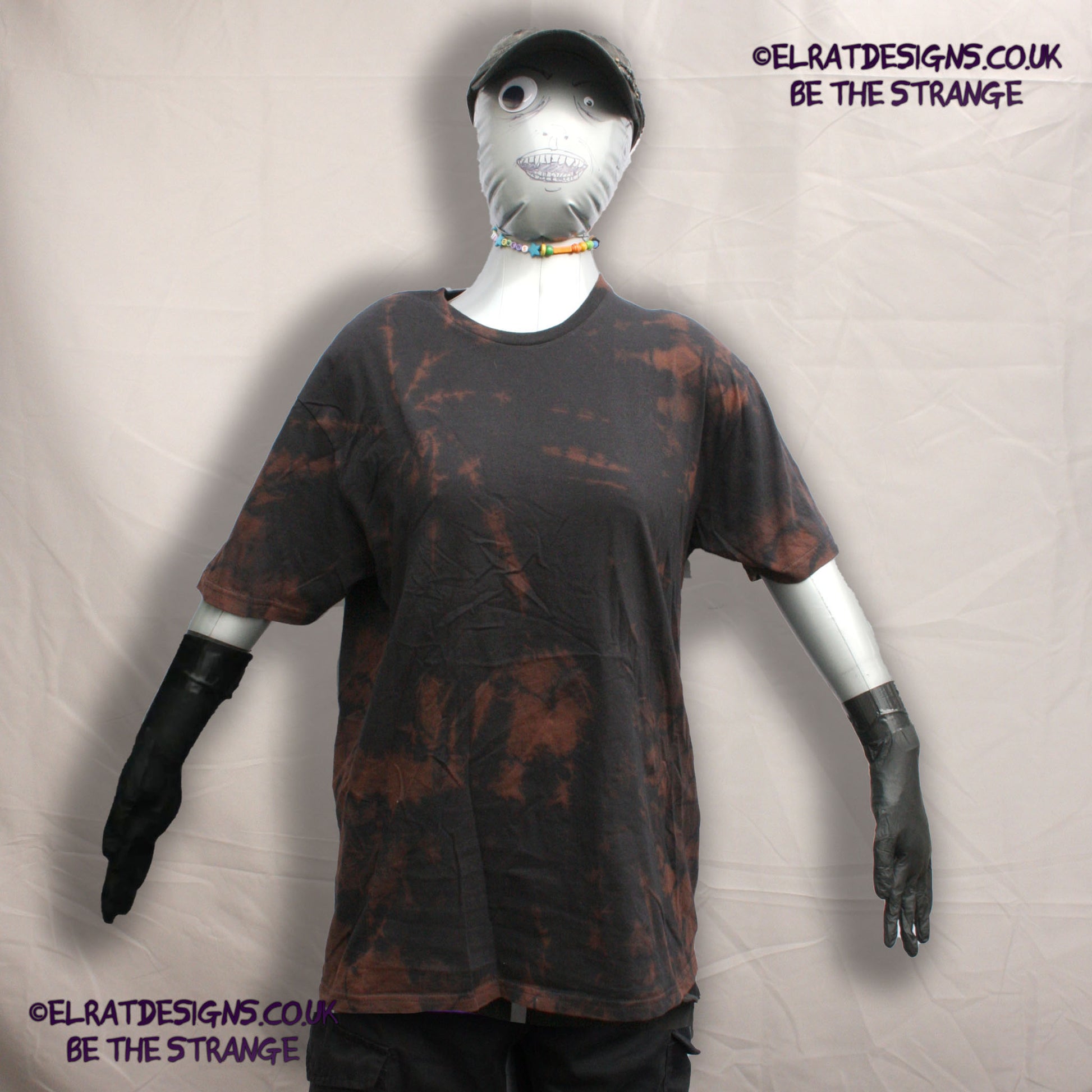 ElRat Designs One of a Kind  black Reverse Tie dye, available plain or with a print - elratdesigns.co.uk