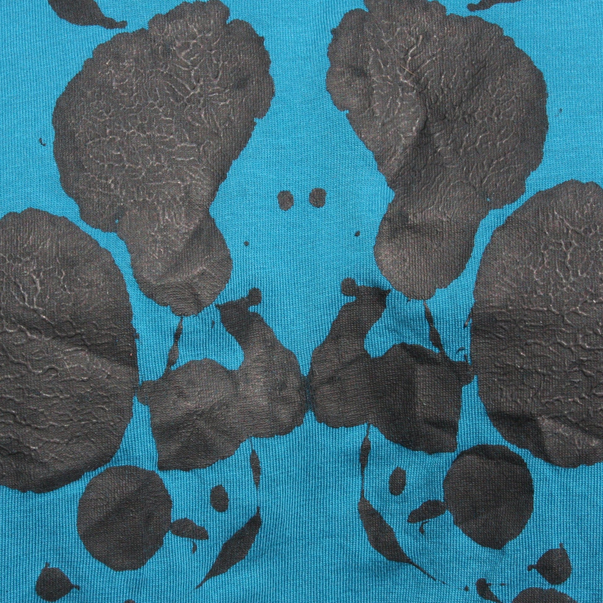 Rorschach, Ocean Blue cotton T-Shirt with Black ink blot  - XL #1 (ROcnB B XL1)