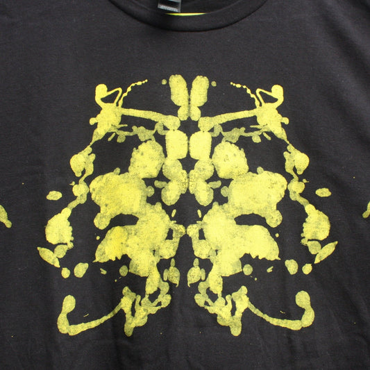 Rorschach, Black cotton T-Shirt with Yellow ink blot - XL #1 (RB Y XL1) - ElRatDesigns - T Shirt