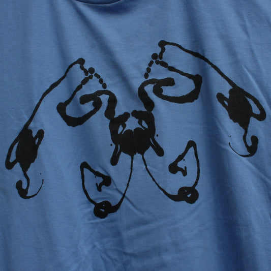 Rorschach, Carolina Blue cotton T-Shirt with Black ink blot - XL #1 (RCaB B XL1) - ElRatDesigns - T Shirt