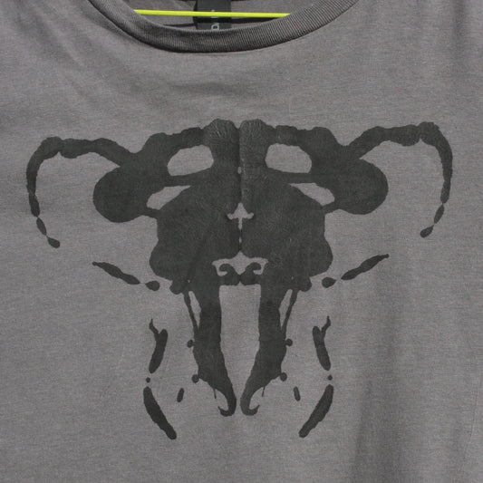 Rorschach, Charcoal cotton T-Shirt with Black ink blot - Large #1 (RCH B L1) - ElRatDesigns - T Shirt