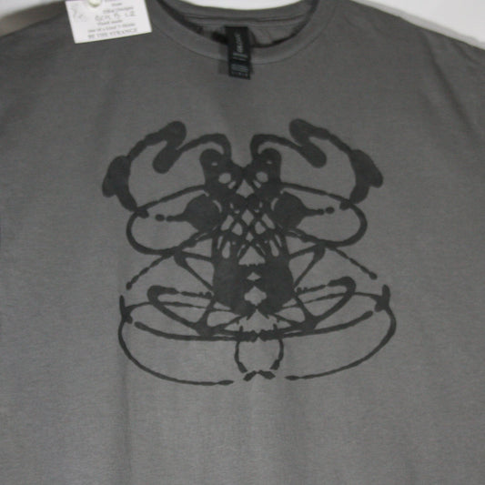 Rorschach, Charcoal cotton T-Shirt with Black ink blot - Large #2 (RCH B L2) - ElRatDesigns - T Shirt