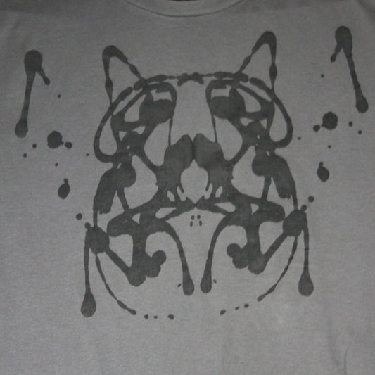Rorschach, Charcoal cotton T-Shirt with Black ink blot - Large #3 (RCH B L3) - ElRatDesigns - T Shirt