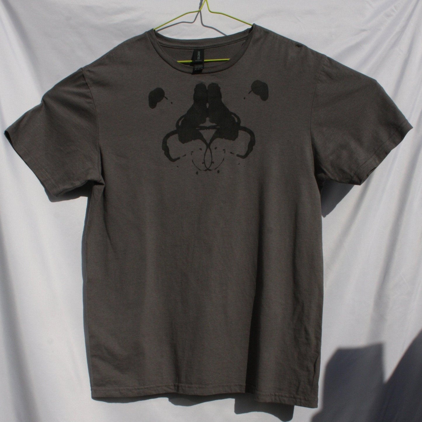 Rorschach, Charcoal cotton T-Shirt with Black ink blot - Medium #1 (RCH B M1) - ElRatDesigns - T Shirt