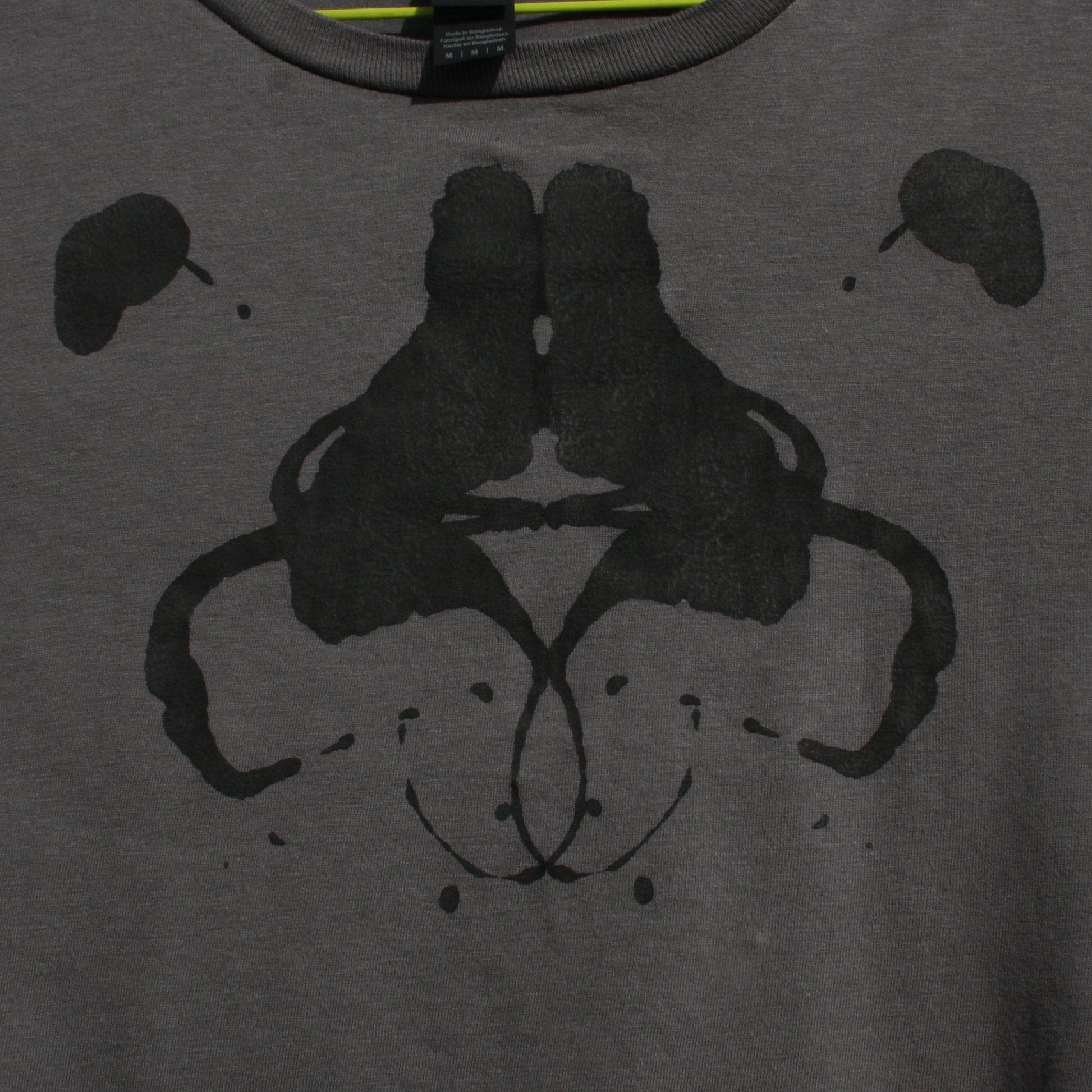 Rorschach, Charcoal cotton T-Shirt with Black ink blot - Medium #1 (RCH B M1) - ElRatDesigns - T Shirt