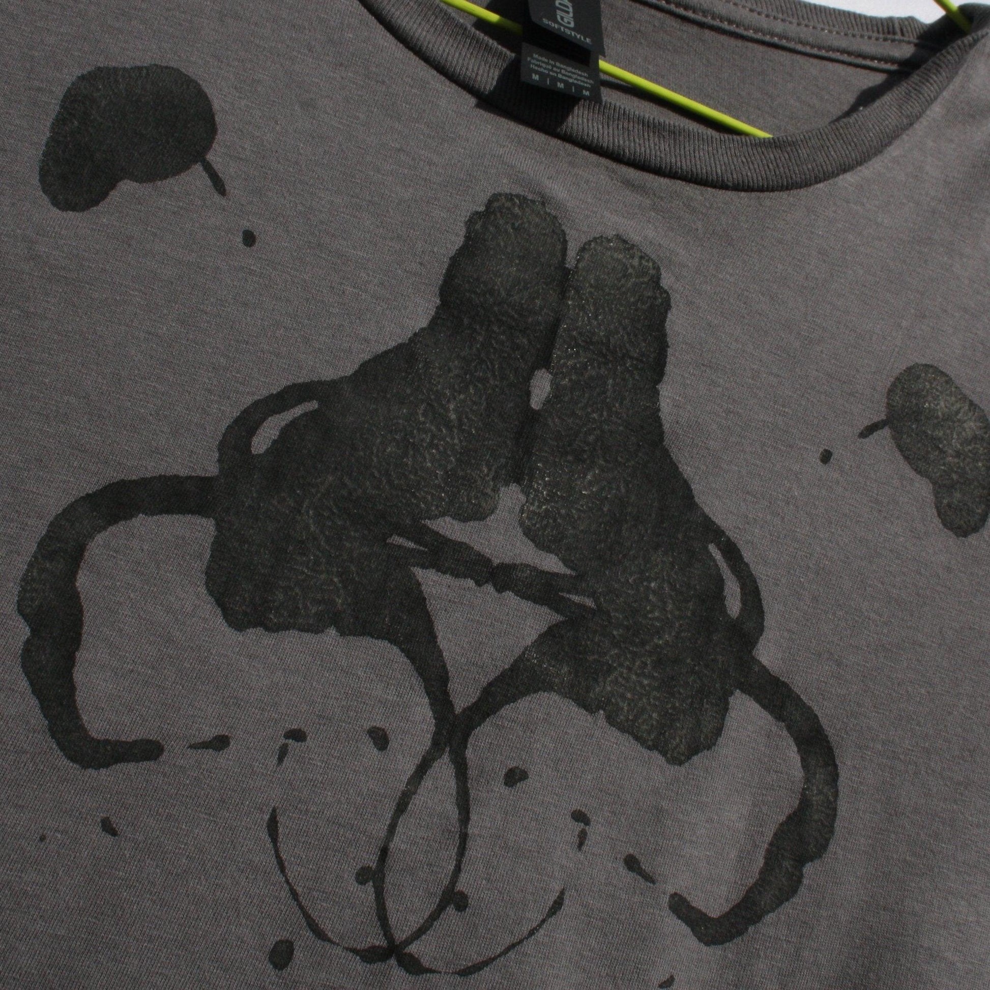 Rorschach, Charcoal cotton T-Shirt with Black ink blot - Medium #1 (RCH B M1) - ElRatDesigns - T Shirt