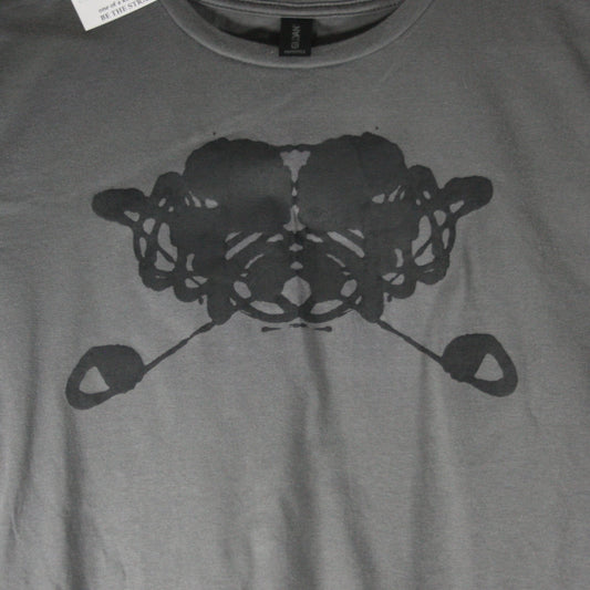 Rorschach, Charcoal cotton T-Shirt with Black ink blot - Medium #2 (RCH B M2) - ElRatDesigns - T Shirt