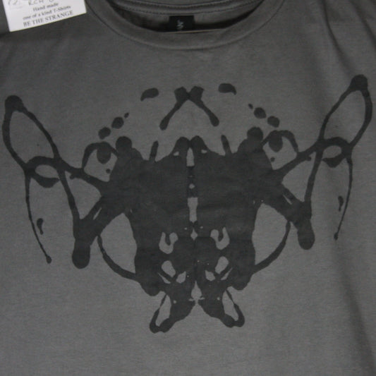 Rorschach, Charcoal cotton T-Shirt with Black ink blot - Medium #3 (RCH B M3) - ElRatDesigns - T Shirt
