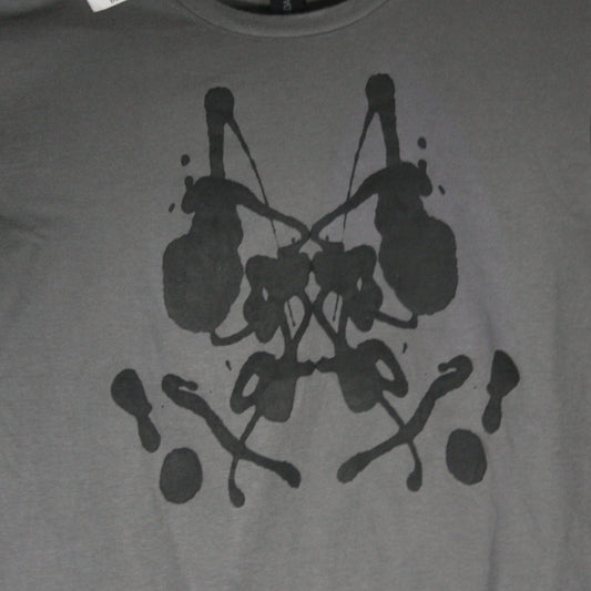 Rorschach, Charcoal cotton T-Shirt with Black ink blot - Small #1 (RCH B S1) - ElRatDesigns - T Shirt
