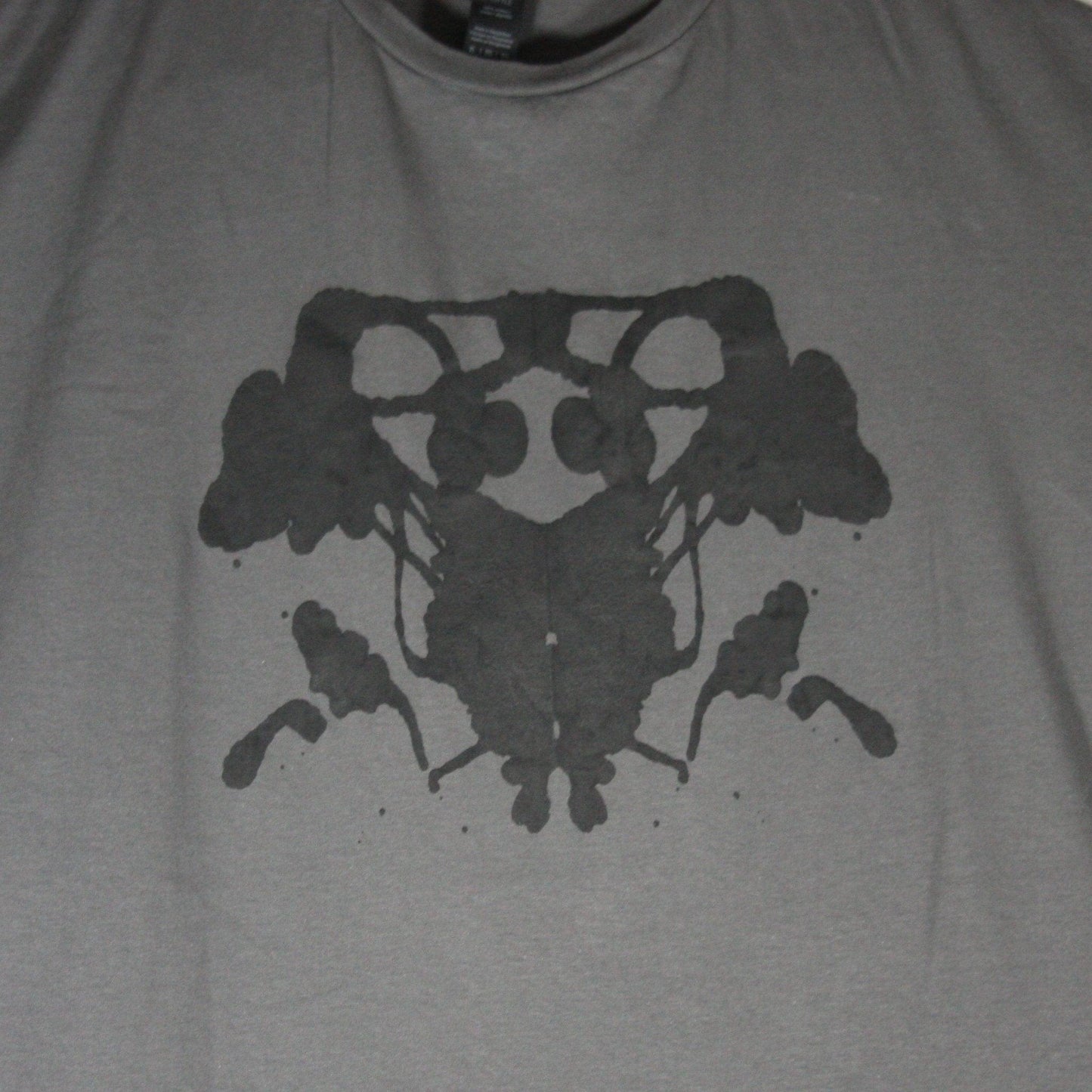 Rorschach, Charcoal cotton T-Shirt with Black ink blot - XL #3 (RCH B XL3) - ElRatDesigns - T Shirt