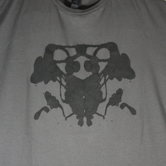Rorschach, Charcoal cotton T-Shirt with Black ink blot - XL #3 (RCH B XL3) - ElRatDesigns - T Shirt