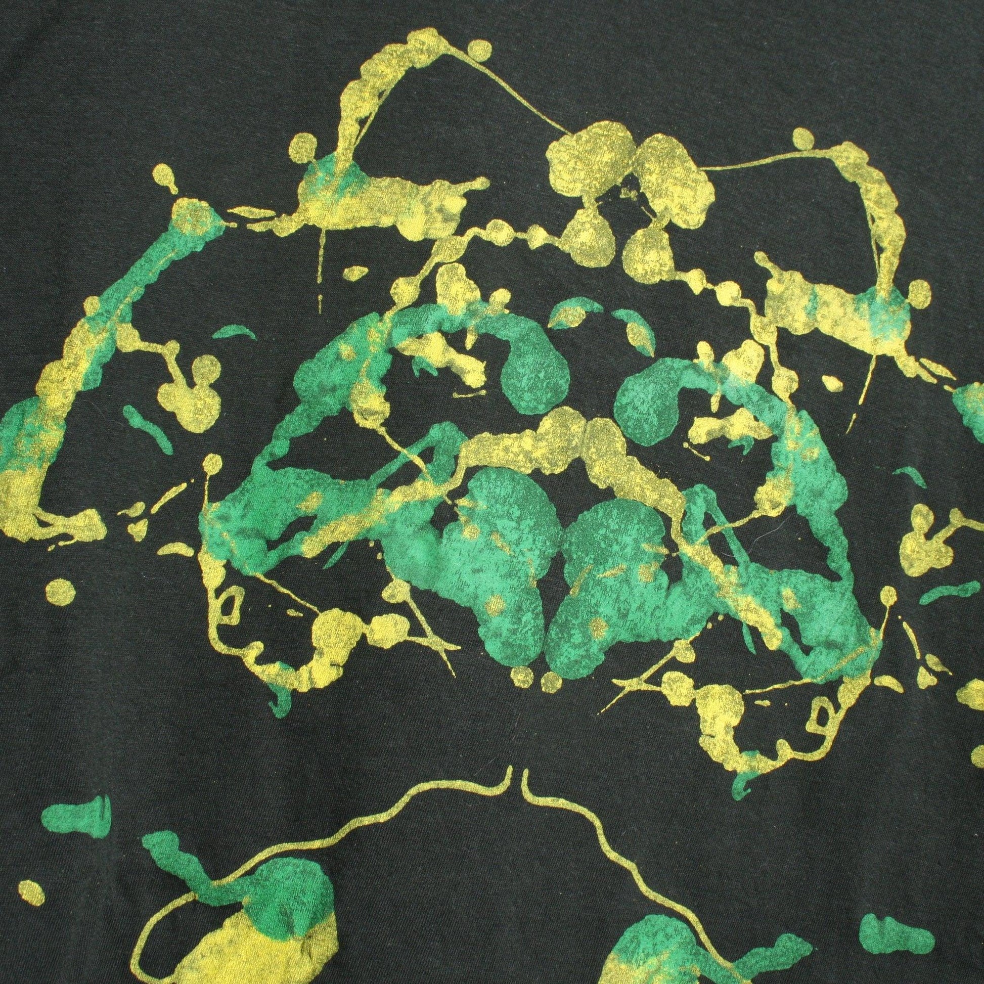 Rorschach, Forest Green cotton T-Shirt with Yellow & Green ink blot - XL #1 (RFG YG XL1) - ElRatDesigns - T Shirt