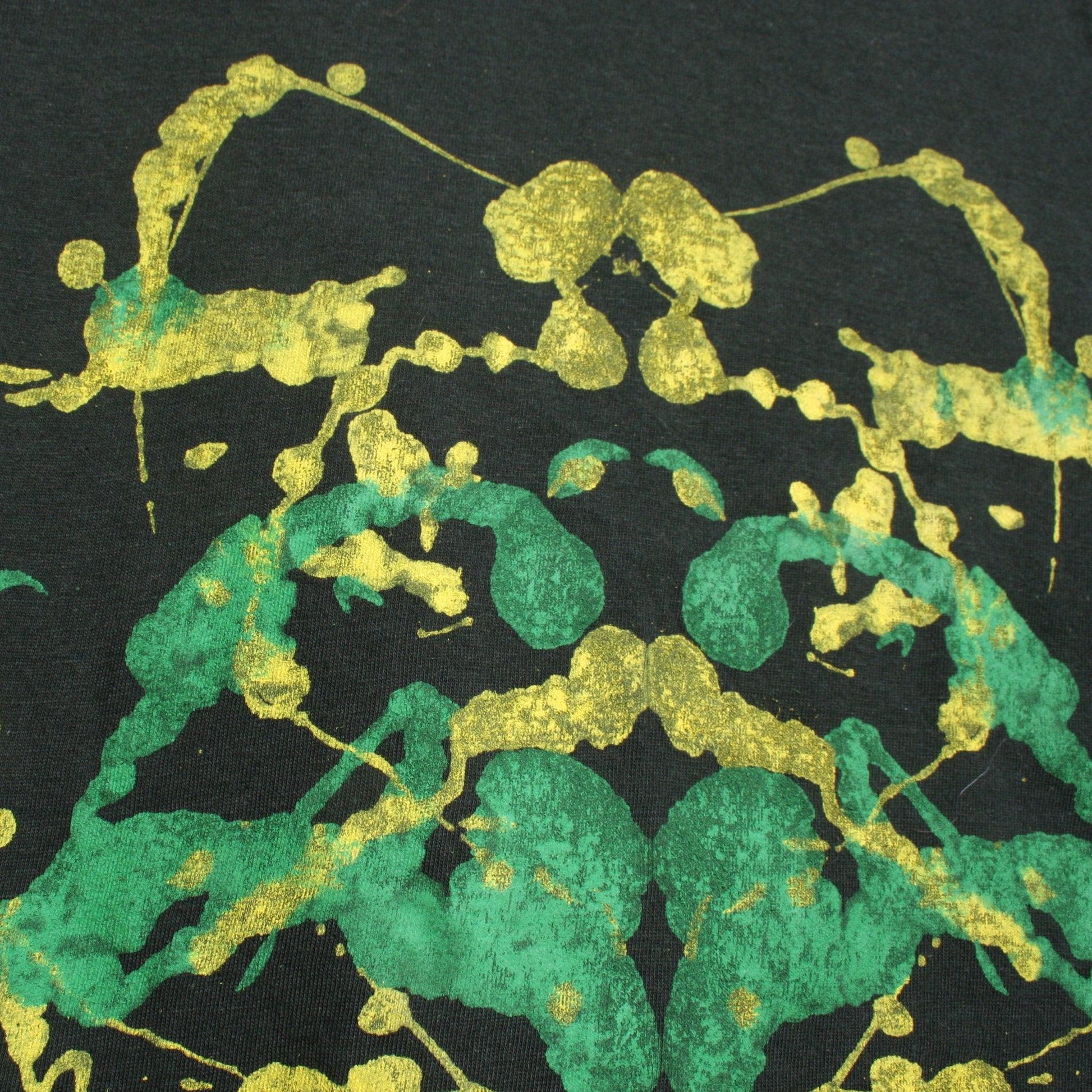 Rorschach, Forest Green cotton T-Shirt with Yellow & Green ink blot - XL #1 (RFG YG XL1) - ElRatDesigns - T Shirt