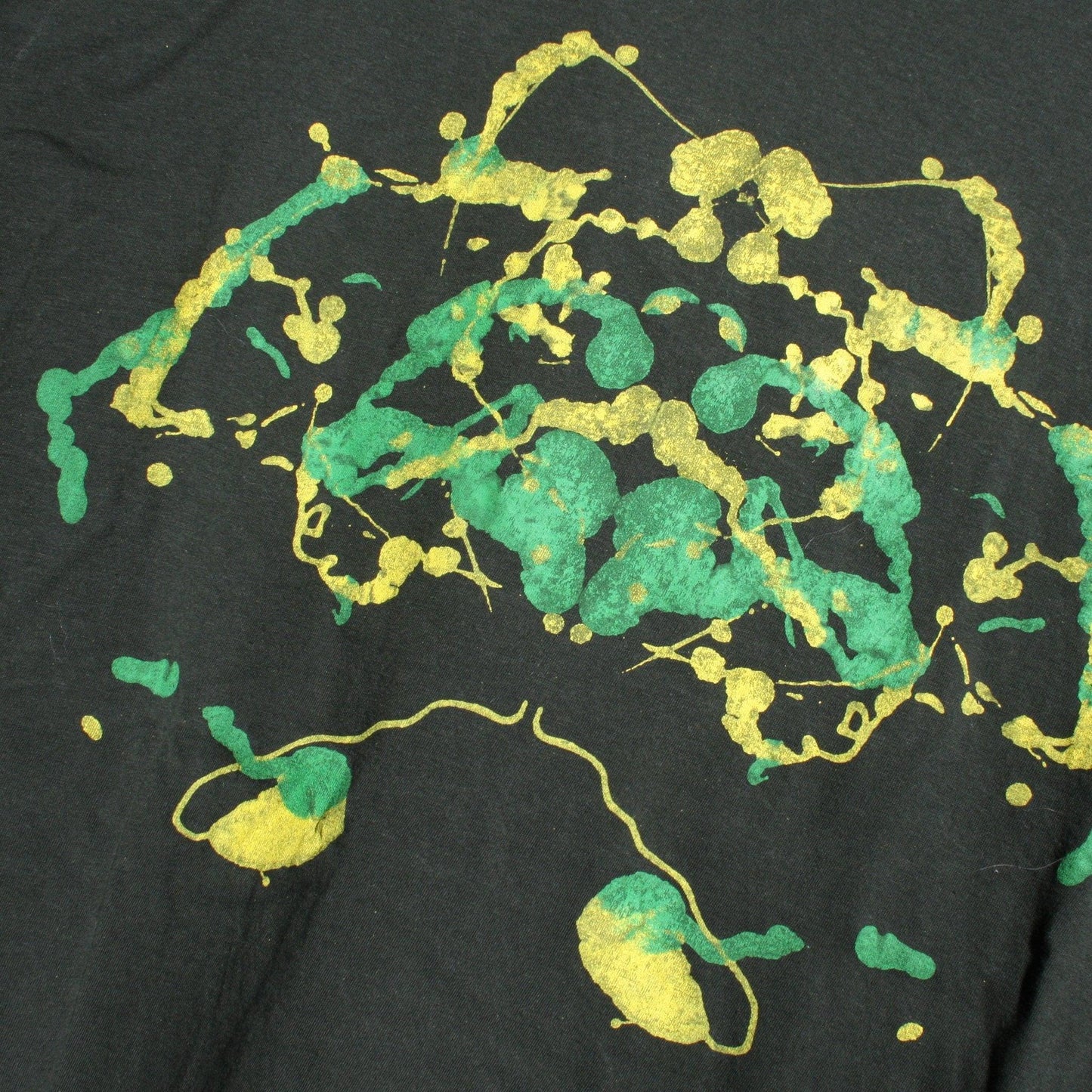 Rorschach, Forest Green cotton T-Shirt with Yellow & Green ink blot - XL #1 (RFG YG XL1) - ElRatDesigns - T Shirt