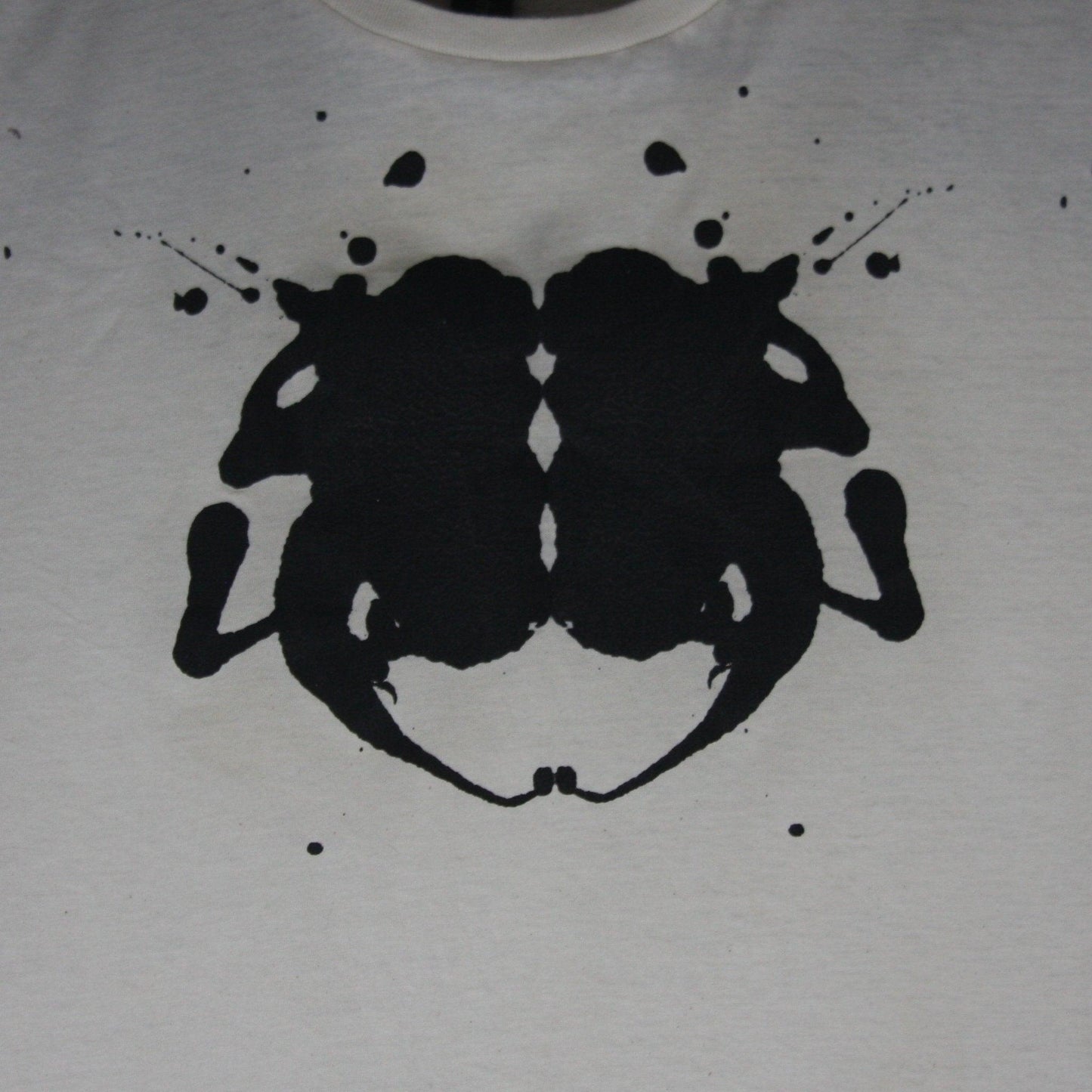 Rorschach, Natural cotton T-Shirt with Black ink blot - Large #1 (RN B L1) - ElRatDesigns - T Shirt