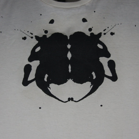 Rorschach, Natural cotton T-Shirt with Black ink blot - Large #1 (RN B L1) - ElRatDesigns - T Shirt