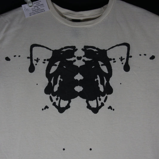 Rorschach, Natural cotton T-Shirt with Black ink blot - Large #2 (RN B L2) - ElRatDesigns - T Shirt